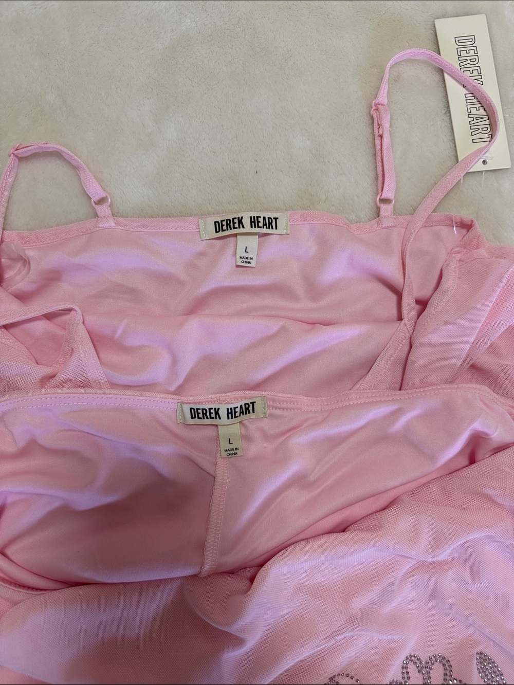 Derek Heart Pink Floral Rhinestone Two-Piece Set Large - Picture 3 of 5
